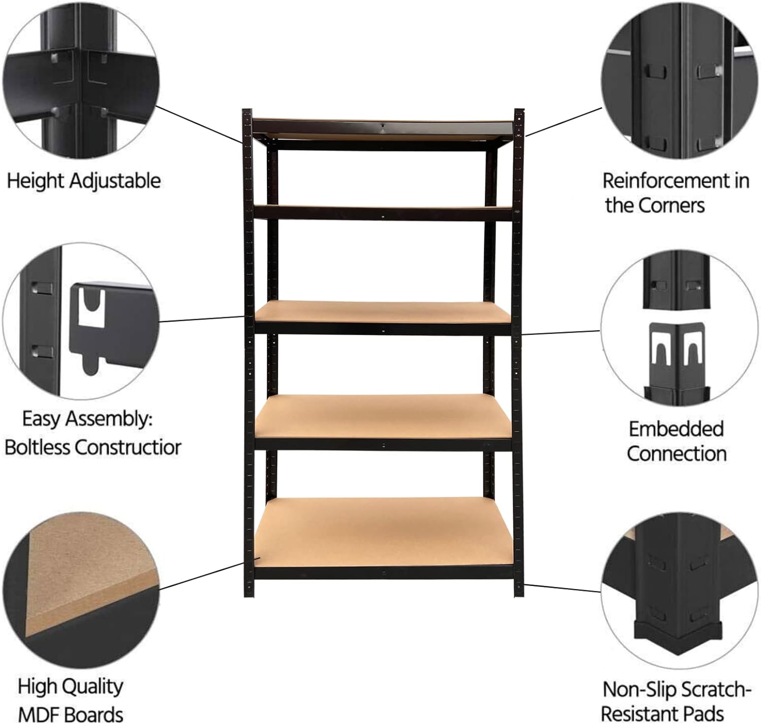 Regal aus verzinktem Blech mit Paneel aus MDF-Platte